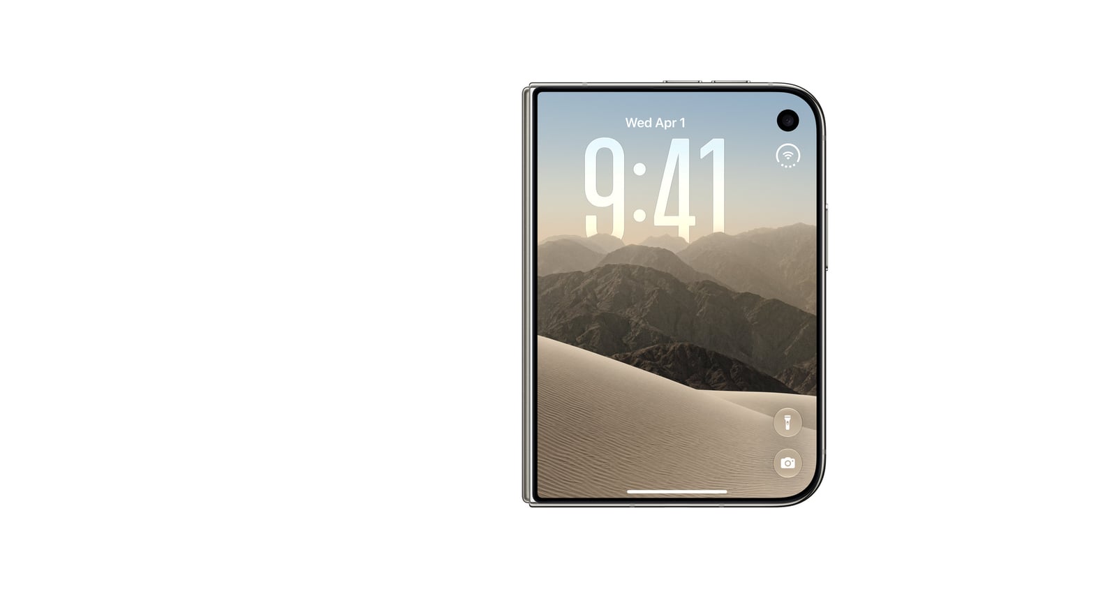 iPhone Duo를 접은 모습 — 13.6cm 외부 디스플레이